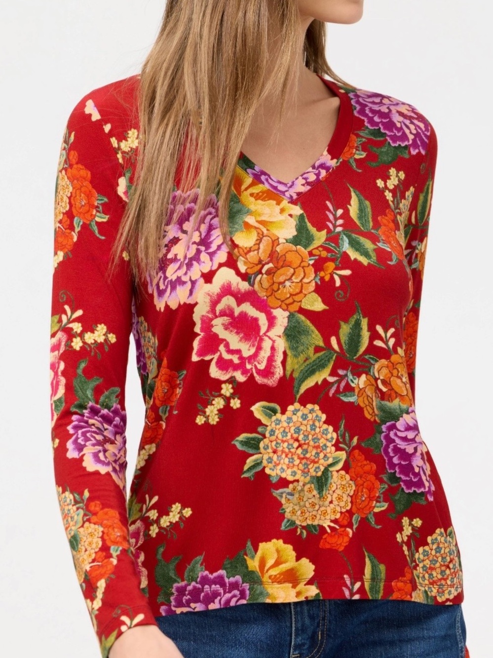 Johnny Was Ryuu Flower Tee with Long Sleeves. Size 1X. Brand new!